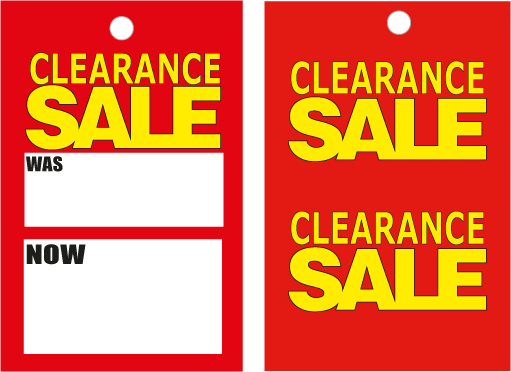 Red & Yellow Clearance swing tickets/hangers | sale tickets;Closing Down - Sale Posters & Signs