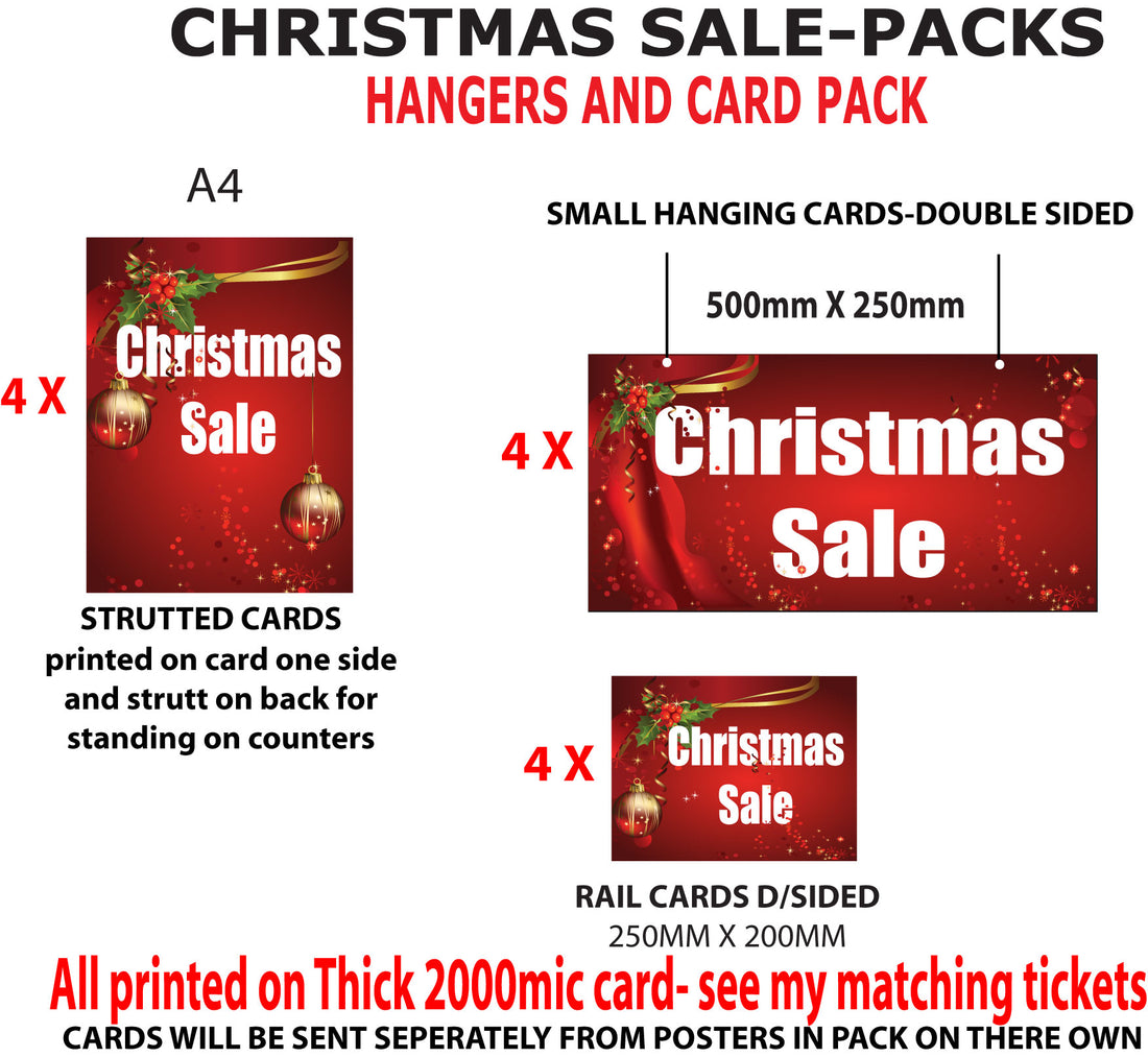 Christmas Sale Card pack | % Off Signage;rail cards;other Signage;christmas sale - Sale Posters & Signs