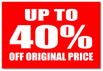 upto 40% Rail Cards 250mm x 200mm Card | % Off Signage;rail cards;40%off - Sale Posters & Signs