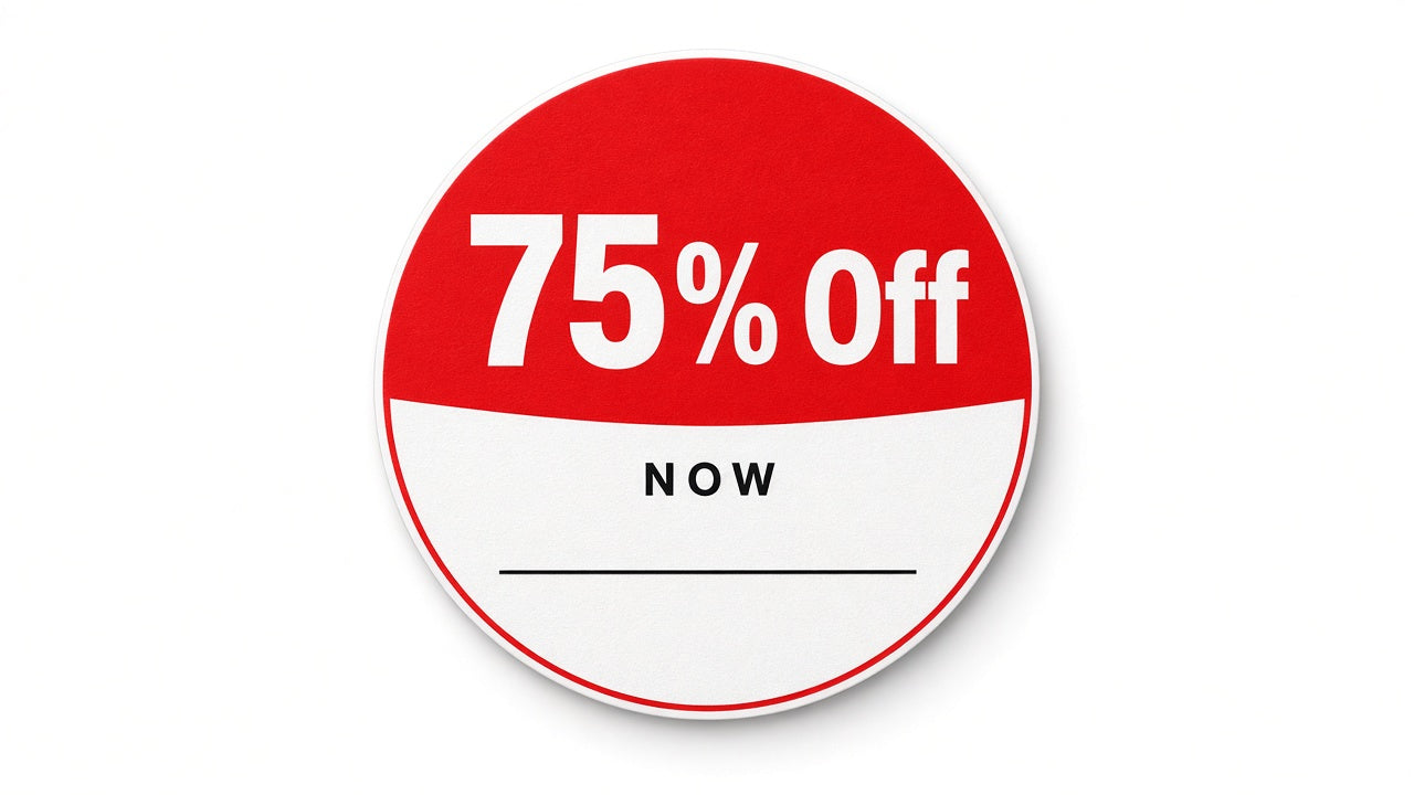 75% Off Red Write-On Stickers 30mm